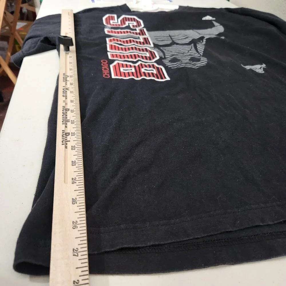 Chicago Bulls Shirt Mens Black Red NBA Basketball Adidas Graphic Short Sleeve